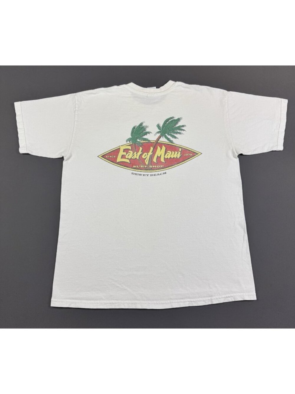 Rare Vintage Y2K East Of Maui Hawaii Surf Shop Dewey Beach White Large Tee Promo